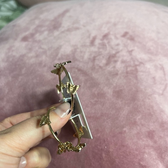 Sugarfix by BaubleBar Gold Tone Crystal Rhinestone Wings Butterfly Hoop Earrings - Picture 9 of 10